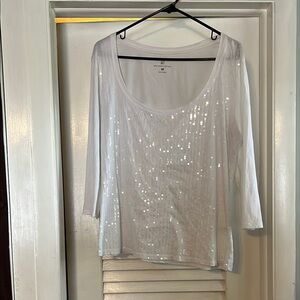 White Sequin Women's Top